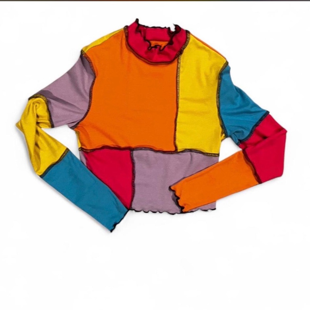 Colorful Patchwork Crop Top - image 1